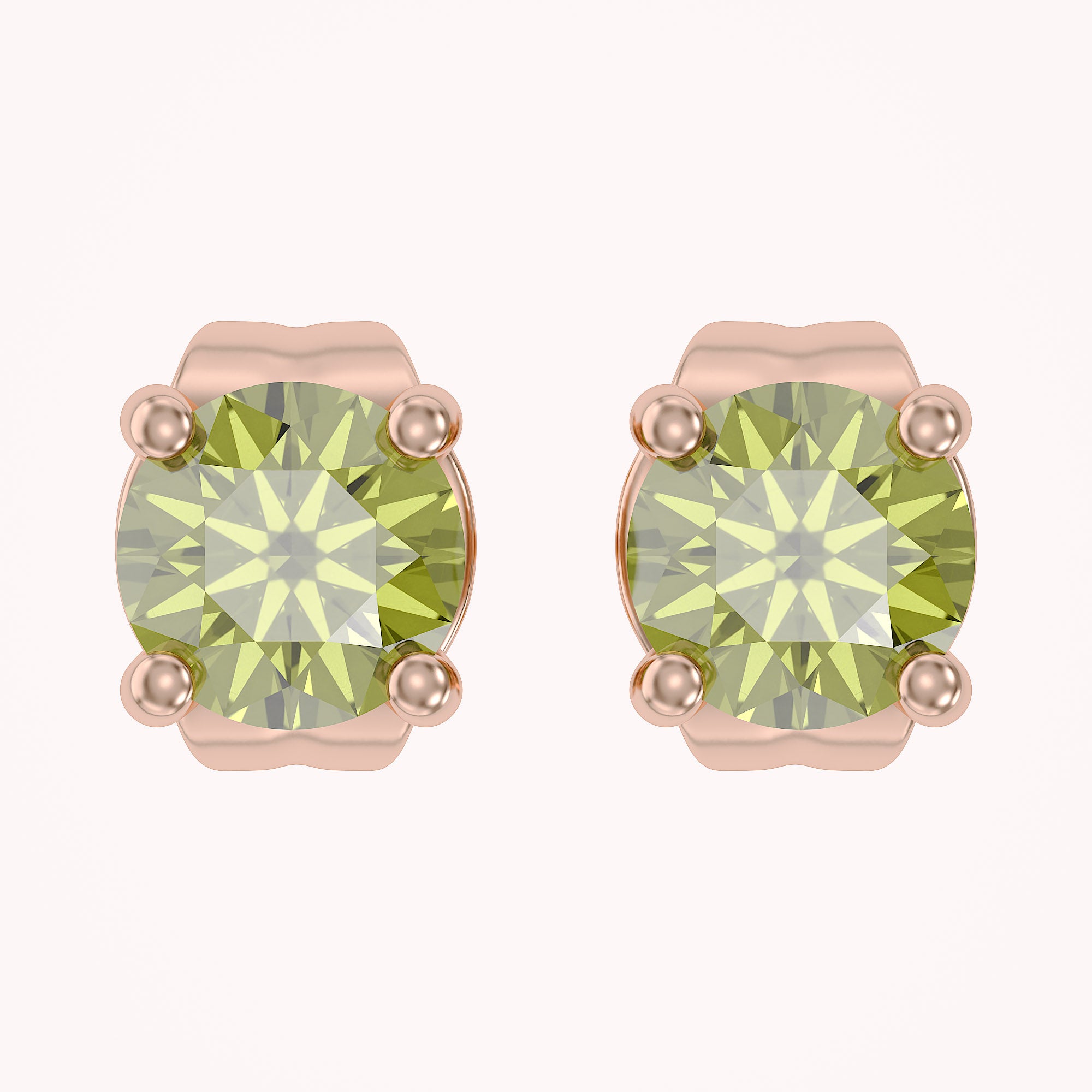 Birthstone Stud Earrings for Women, 4mm Round Simulated Gemstone Studs, Jewelry for Her (0.5 Ct)
