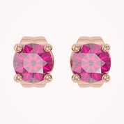 Birthstone Stud Earrings for Women, 4mm Round Simulated Gemstone Studs, Jewelry for Her (0.5 Ct)