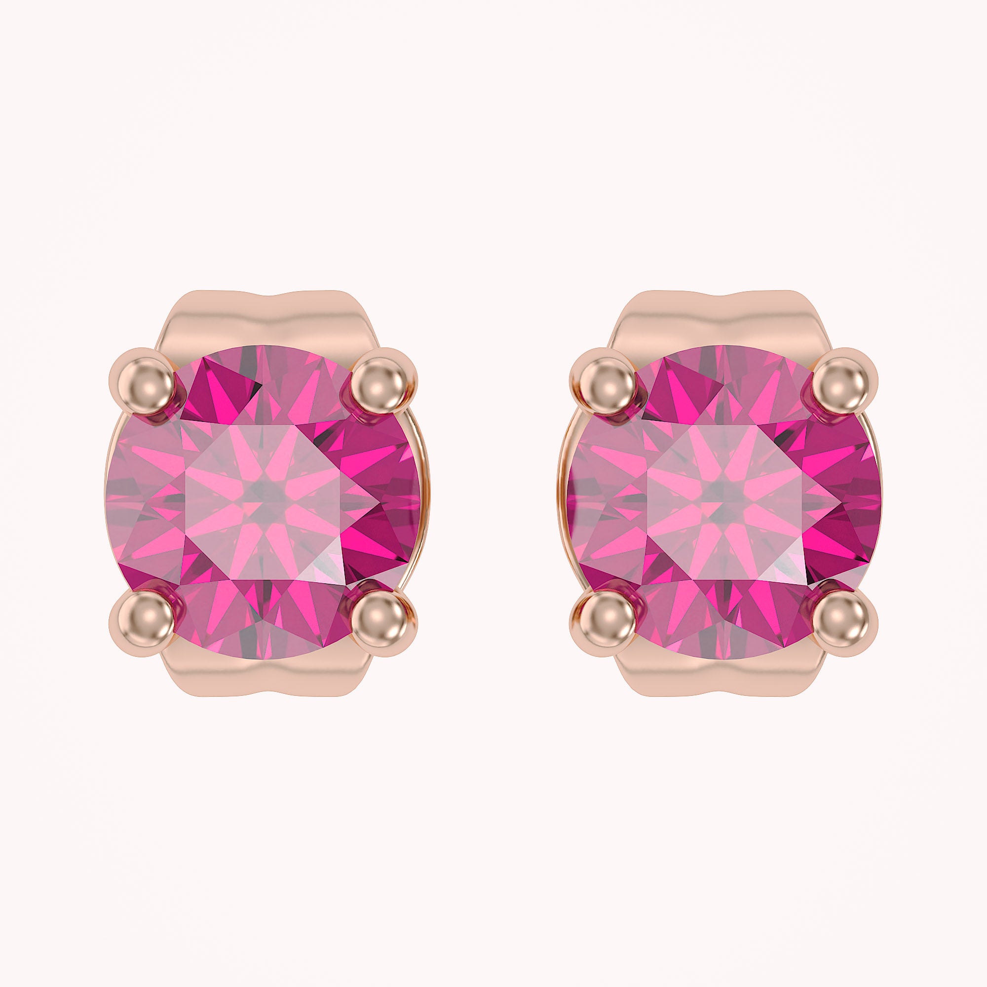Birthstone Stud Earrings for Women, 4mm Round Simulated Gemstone Studs, Jewelry for Her (0.5 Ct)