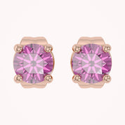 Birthstone Stud Earrings for Women, 4mm Round Simulated Gemstone Studs, Jewelry for Her (0.5 Ct)
