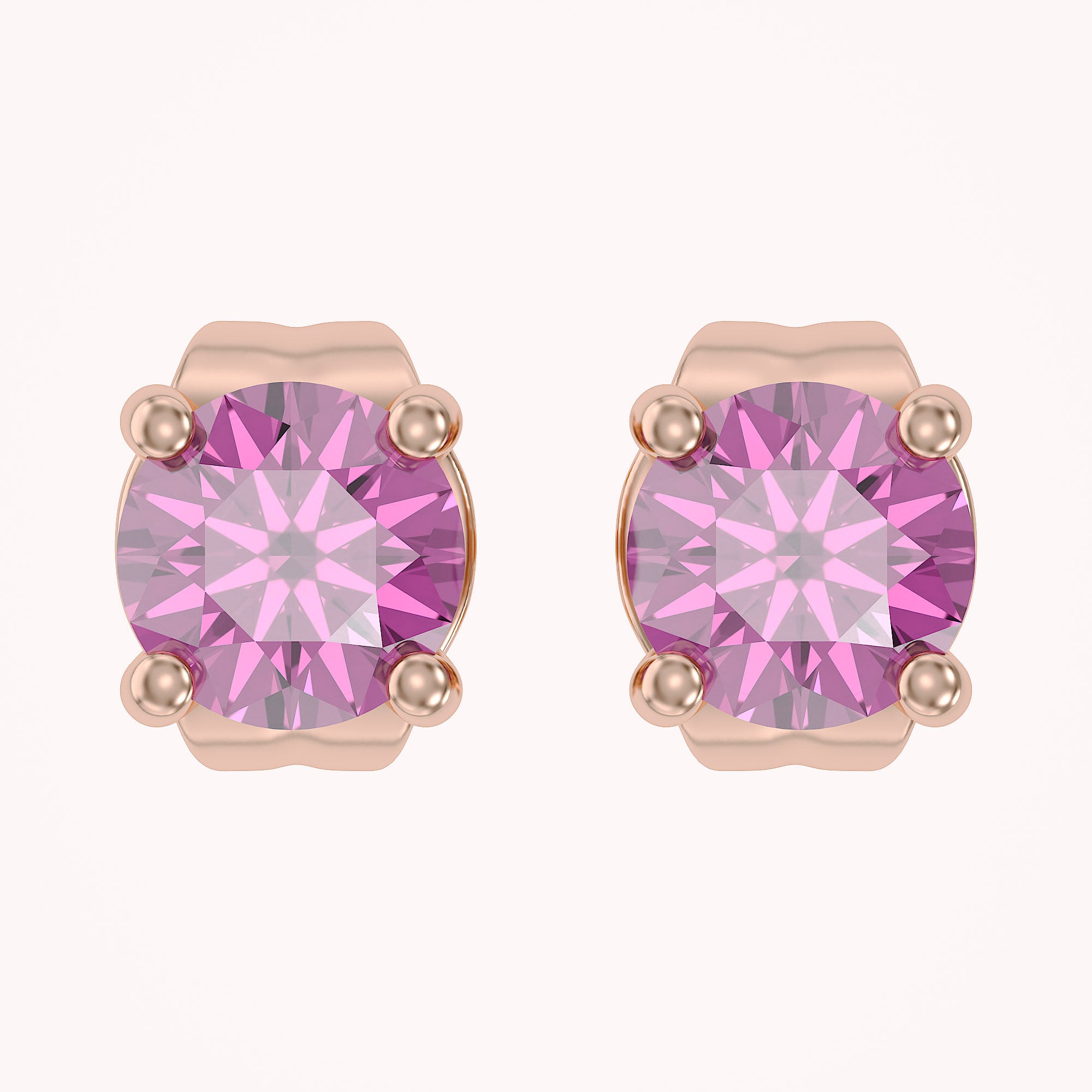 Birthstone Stud Earrings for Women, 4mm Round Simulated Gemstone Studs, Jewelry for Her (0.5 Ct)