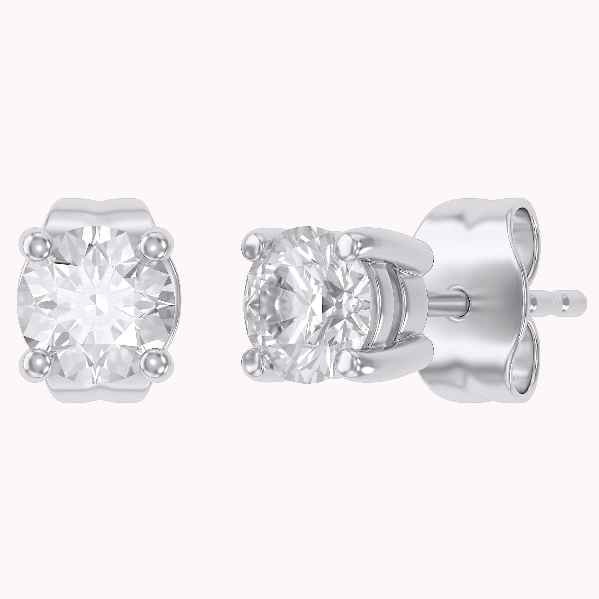 Birthstone Stud Earrings for Women, 4mm Round Simulated Gemstone Studs, Jewelry for Her (0.5 Ct)