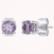 Birthstone Stud Earrings for Women, 4mm Round Simulated Gemstone Studs, Jewelry for Her (0.5 Ct)
