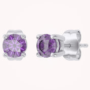 Birthstone Stud Earrings for Women, 4mm Round Simulated Gemstone Studs, Jewelry for Her (0.5 Ct)