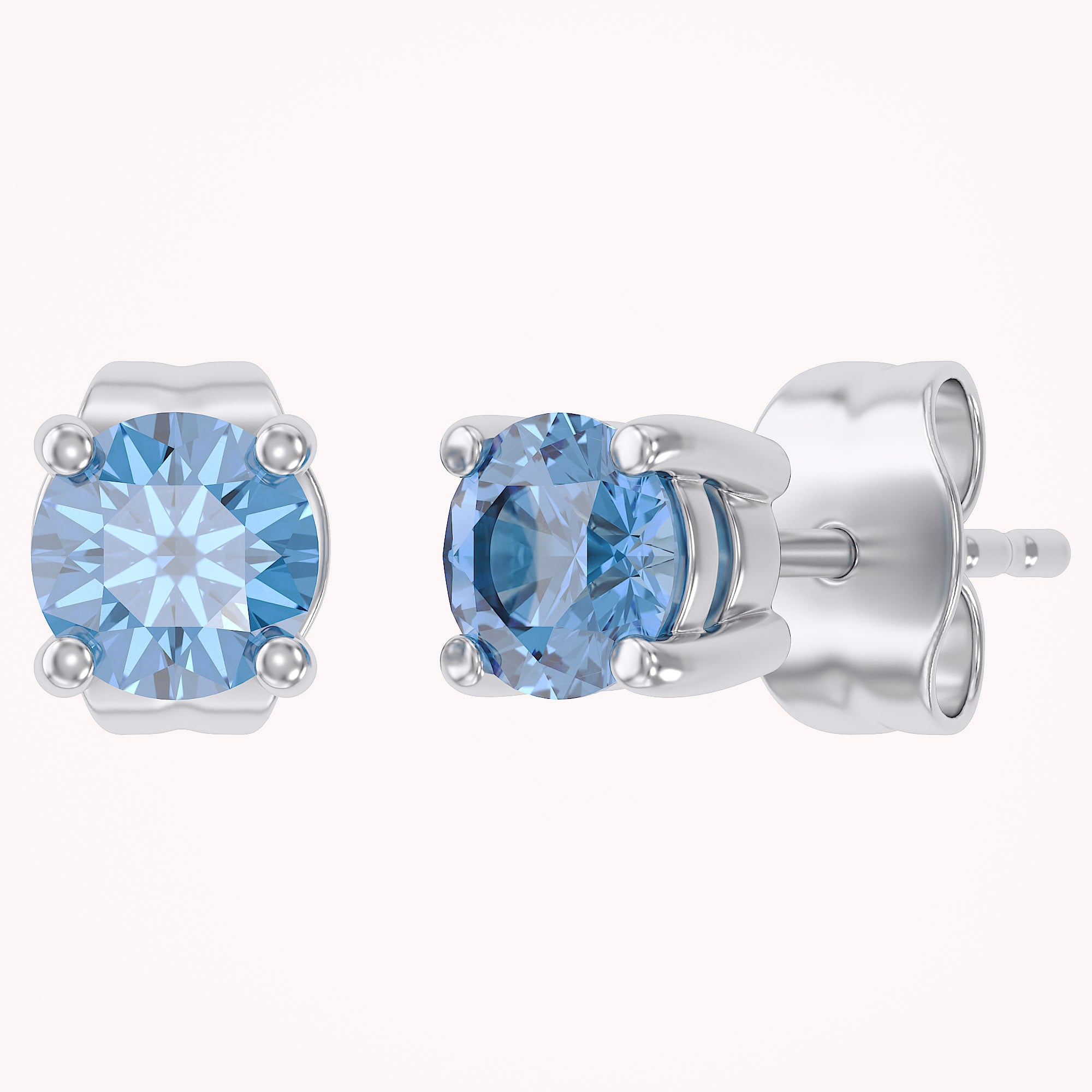 Birthstone Stud Earrings for Women, 4mm Round Simulated Gemstone Studs, Jewelry for Her (0.5 Ct)