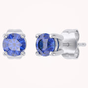 Birthstone Stud Earrings for Women, 4mm Round Simulated Gemstone Studs, Jewelry for Her (0.5 Ct)