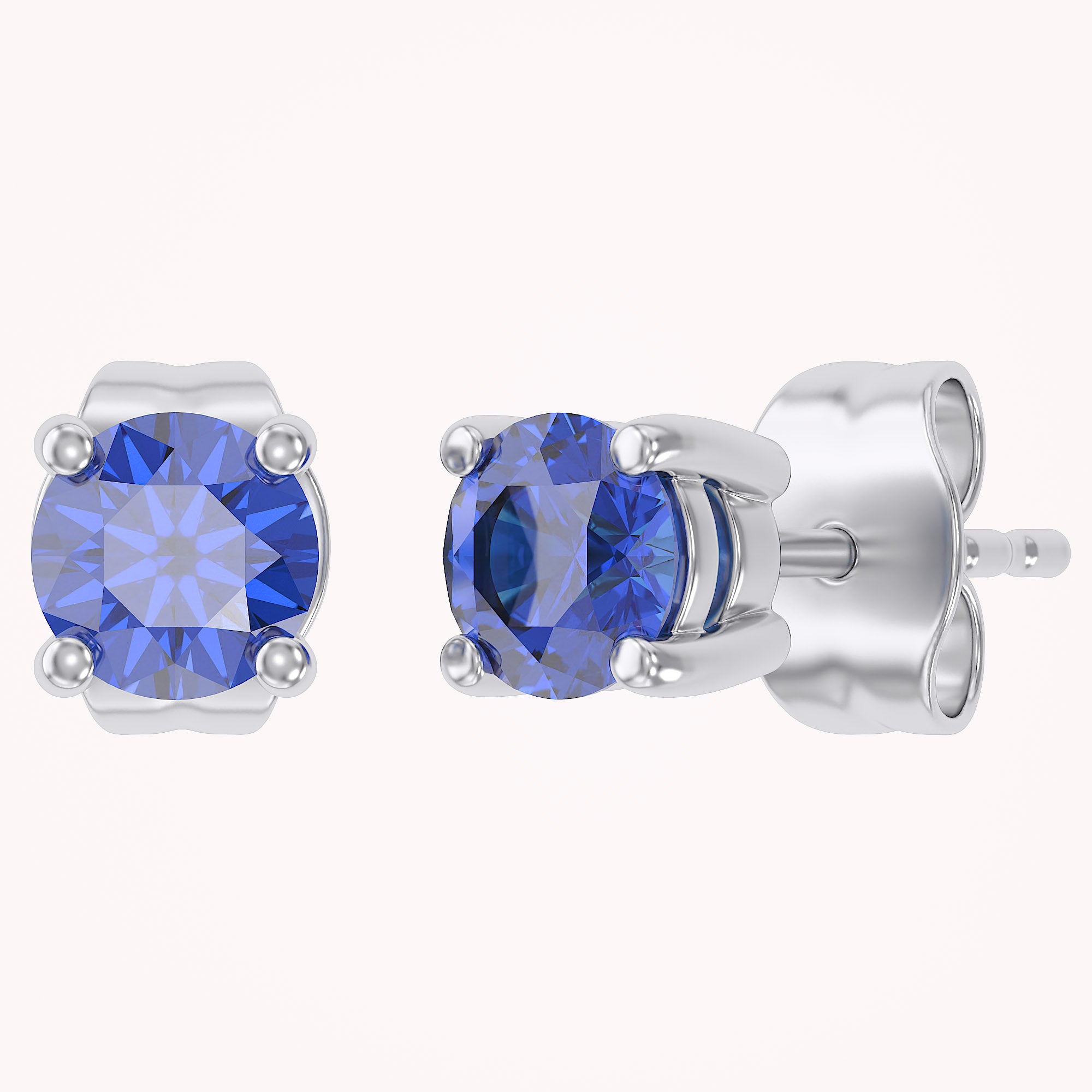 Birthstone Stud Earrings for Women, 4mm Round Simulated Gemstone Studs, Jewelry for Her (0.5 Ct)