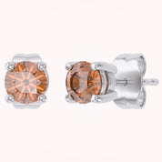Birthstone Stud Earrings for Women, 4mm Round Simulated Gemstone Studs, Jewelry for Her (0.5 Ct)