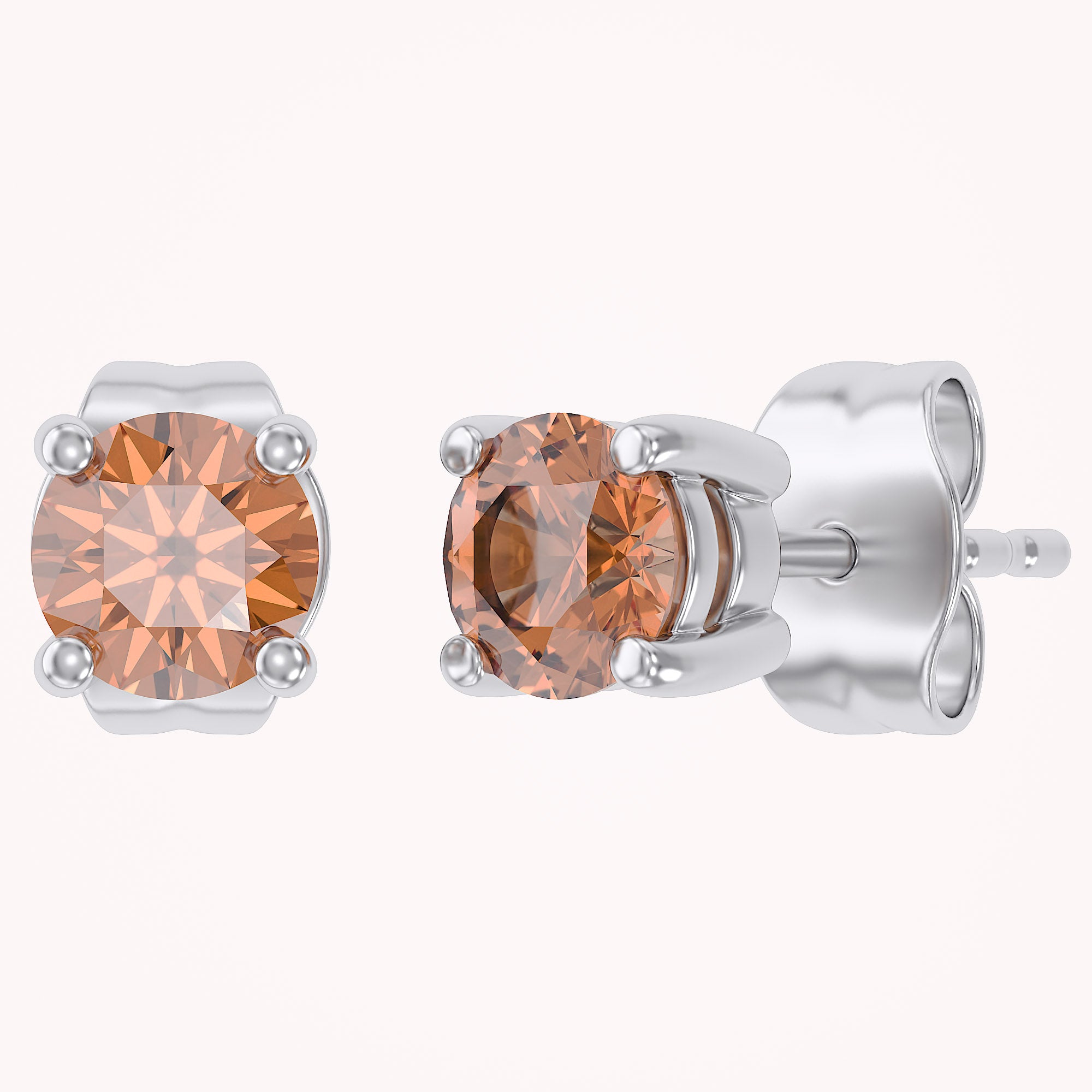 Birthstone Stud Earrings for Women, 4mm Round Simulated Gemstone Studs, Jewelry for Her (0.5 Ct)