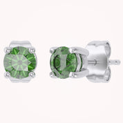 Birthstone Stud Earrings for Women, 4mm Round Simulated Gemstone Studs, Jewelry for Her (0.5 Ct)