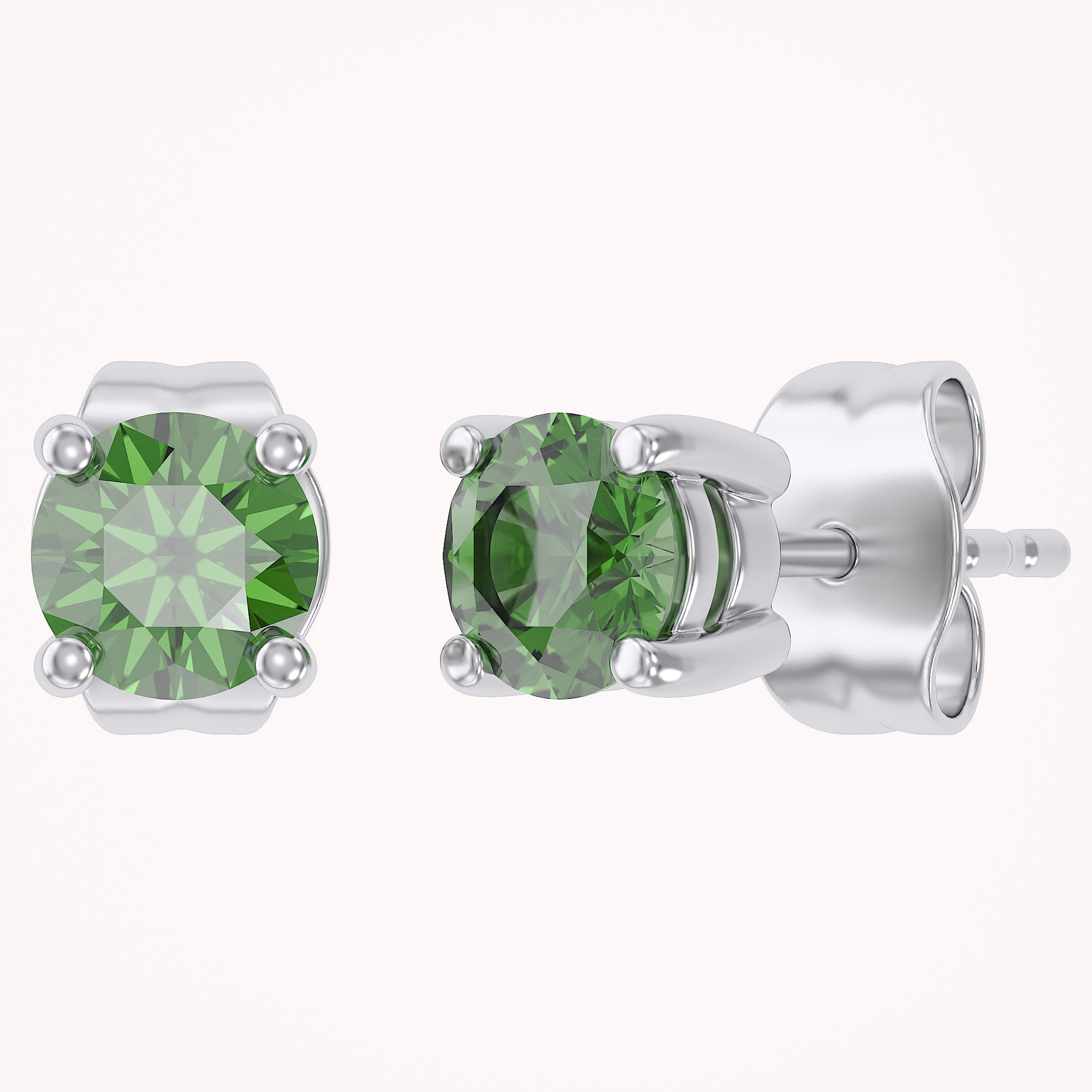 Birthstone Stud Earrings for Women, 4mm Round Simulated Gemstone Studs, Jewelry for Her (0.5 Ct)