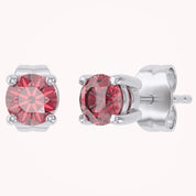 Birthstone Stud Earrings for Women, 4mm Round Simulated Gemstone Studs, Jewelry for Her (0.5 Ct)
