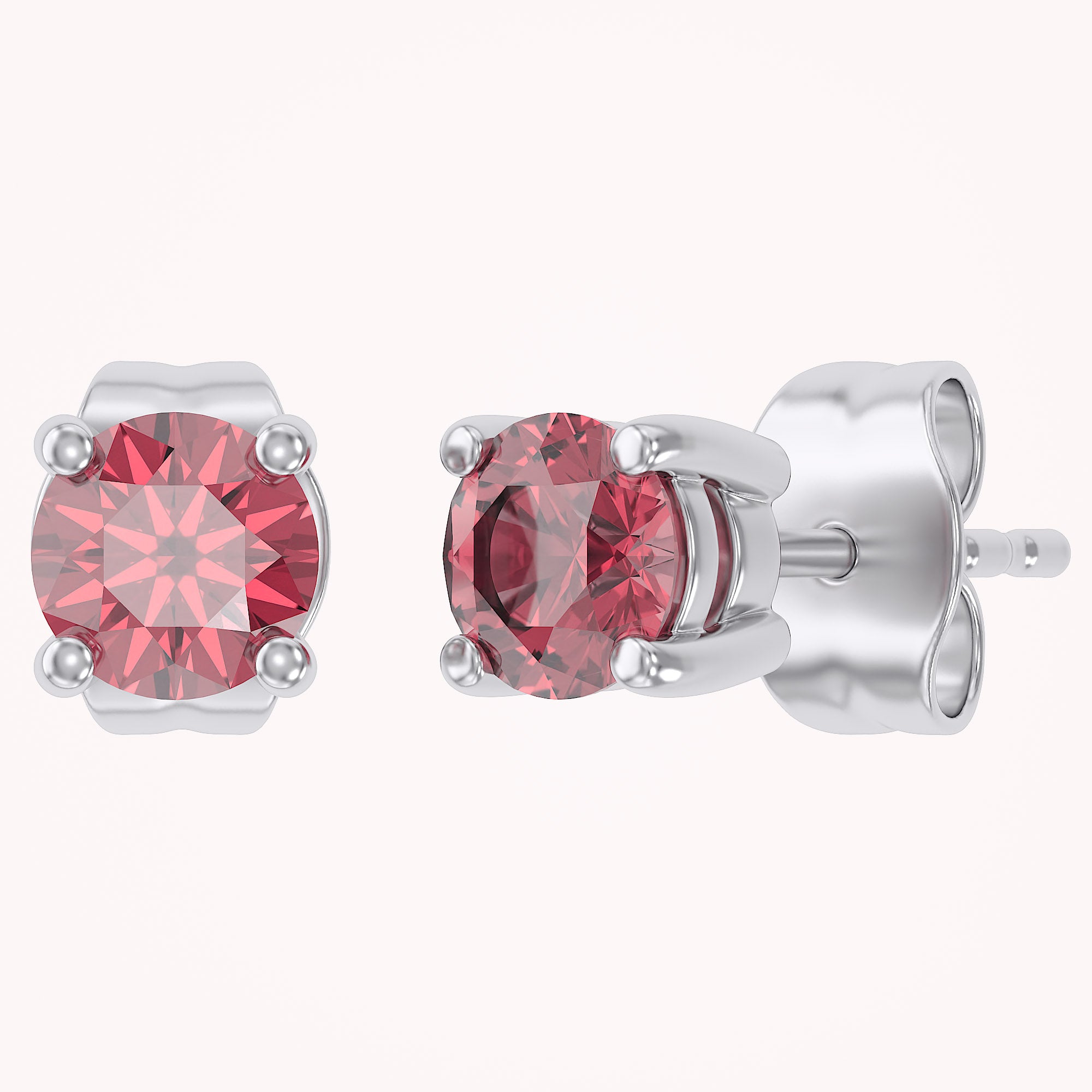 Birthstone Stud Earrings for Women, 4mm Round Simulated Gemstone Studs, Jewelry for Her (0.5 Ct)