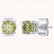 Birthstone Stud Earrings for Women, 4mm Round Simulated Gemstone Studs, Jewelry for Her (0.5 Ct)