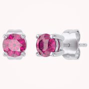 Birthstone Stud Earrings for Women, 4mm Round Simulated Gemstone Studs, Jewelry for Her (0.5 Ct)