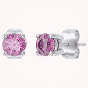 Birthstone Stud Earrings for Women, 4mm Round Simulated Gemstone Studs, Jewelry for Her (0.5 Ct)