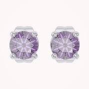 Birthstone Stud Earrings for Women, 4mm Round Simulated Gemstone Studs, Jewelry for Her (0.5 Ct)
