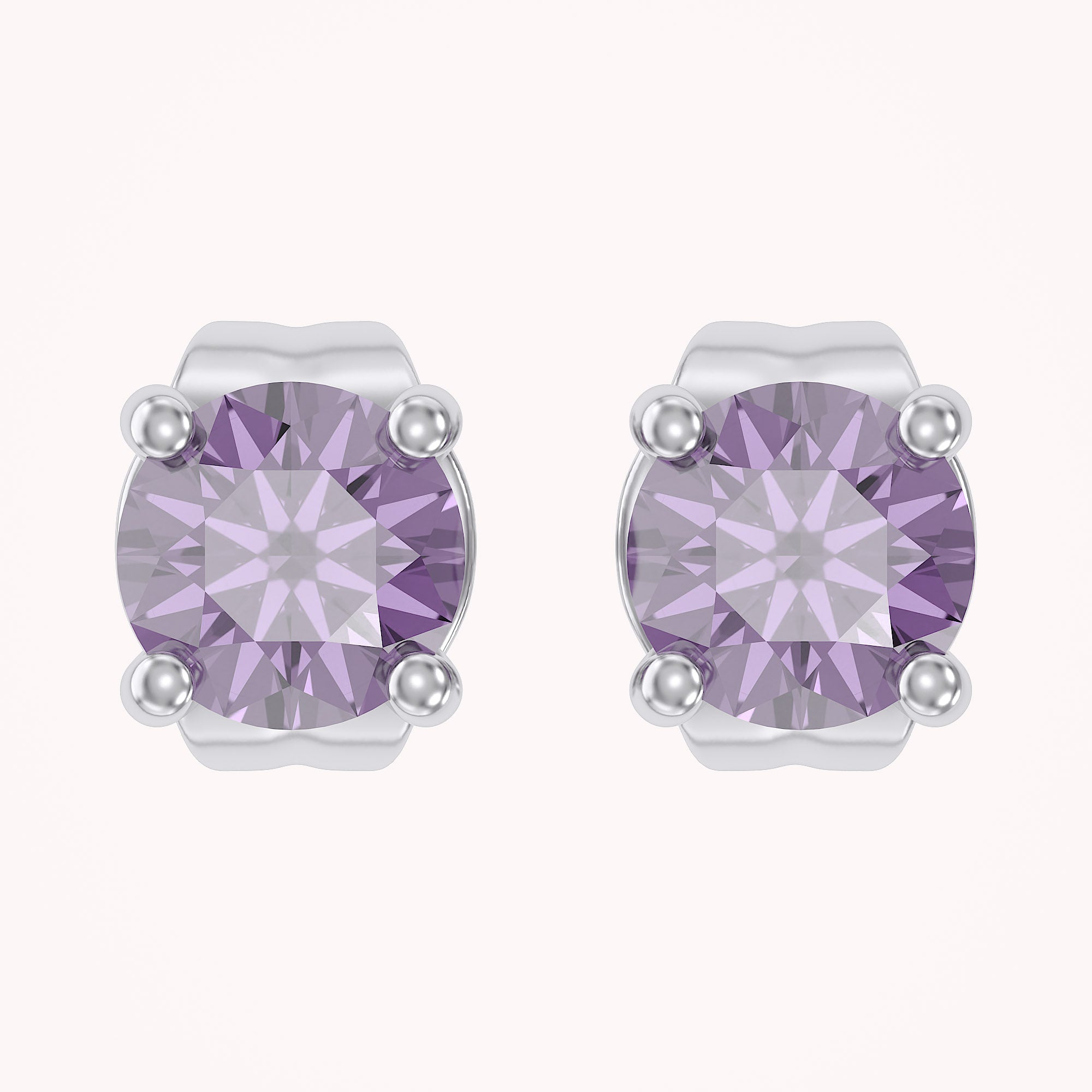 Birthstone Stud Earrings for Women, 4mm Round Simulated Gemstone Studs, Jewelry for Her (0.5 Ct)