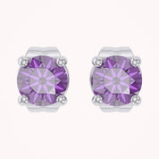 Birthstone Stud Earrings for Women, 4mm Round Simulated Gemstone Studs, Jewelry for Her (0.5 Ct)