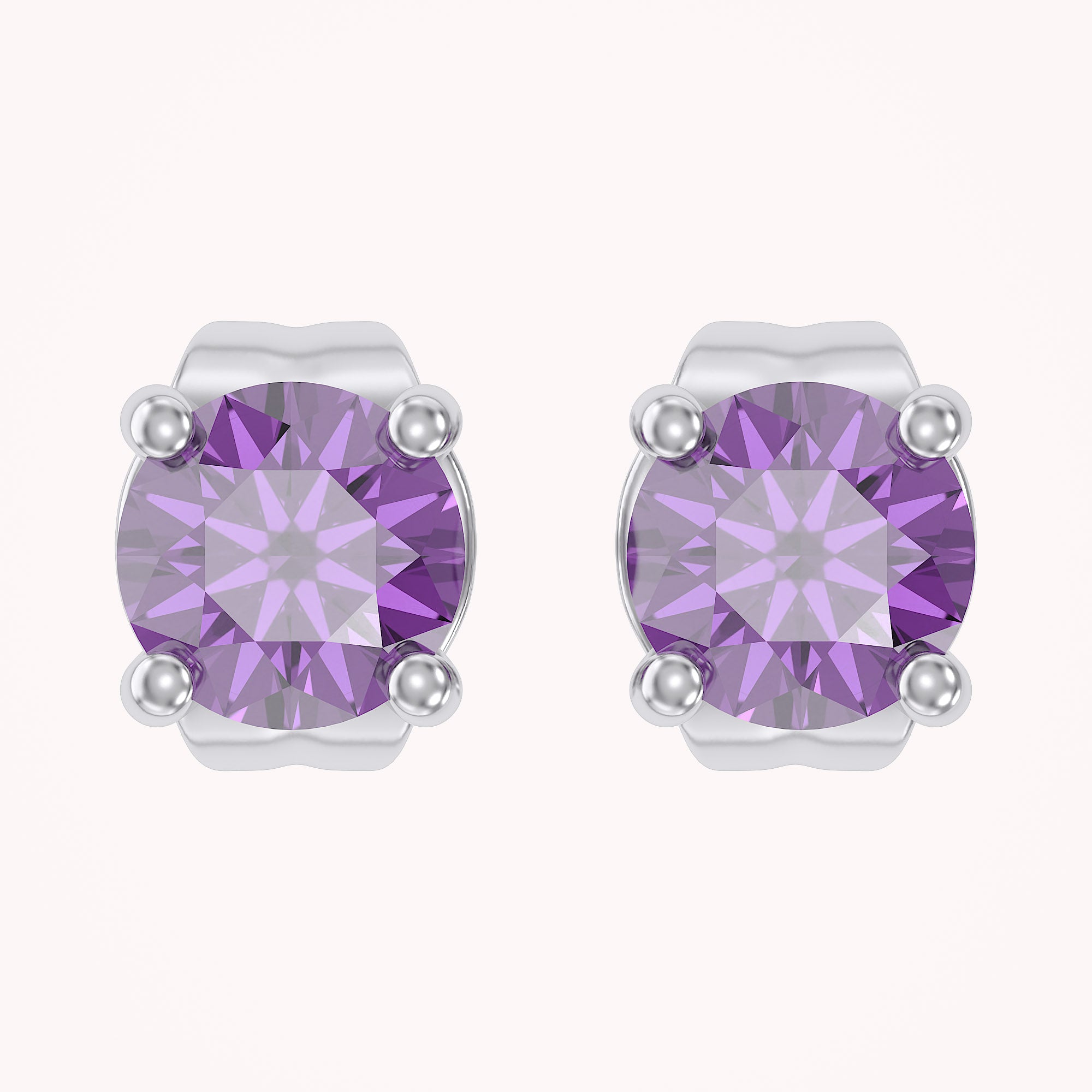 Birthstone Stud Earrings for Women, 4mm Round Simulated Gemstone Studs, Jewelry for Her (0.5 Ct)