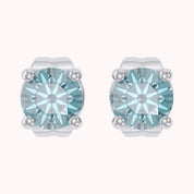 Birthstone Stud Earrings for Women, 4mm Round Simulated Gemstone Studs, Jewelry for Her (0.5 Ct)