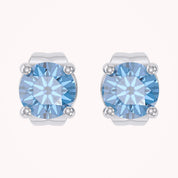 Birthstone Stud Earrings for Women, 4mm Round Simulated Gemstone Studs, Jewelry for Her (0.5 Ct)