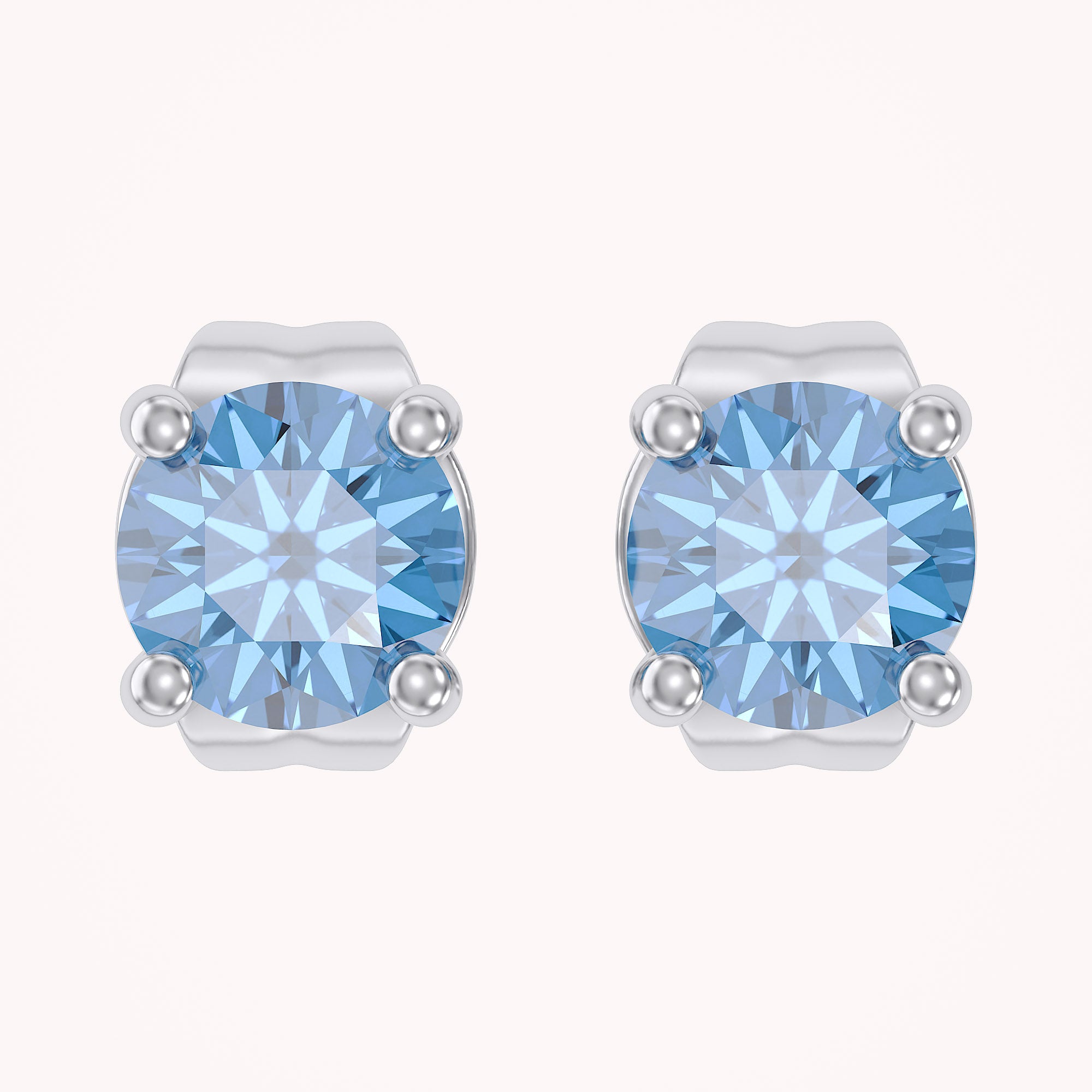 Birthstone Stud Earrings for Women, 4mm Round Simulated Gemstone Studs, Jewelry for Her (0.5 Ct)
