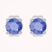 Birthstone Stud Earrings for Women, 4mm Round Simulated Gemstone Studs, Jewelry for Her (0.5 Ct)