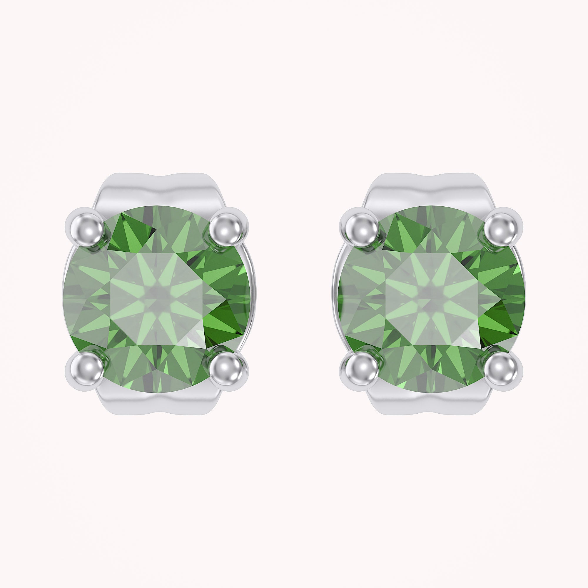 Birthstone Stud Earrings for Women, 4mm Round Simulated Gemstone Studs, Jewelry for Her (0.5 Ct)