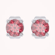 Birthstone Stud Earrings for Women, 4mm Round Simulated Gemstone Studs, Jewelry for Her (0.5 Ct)