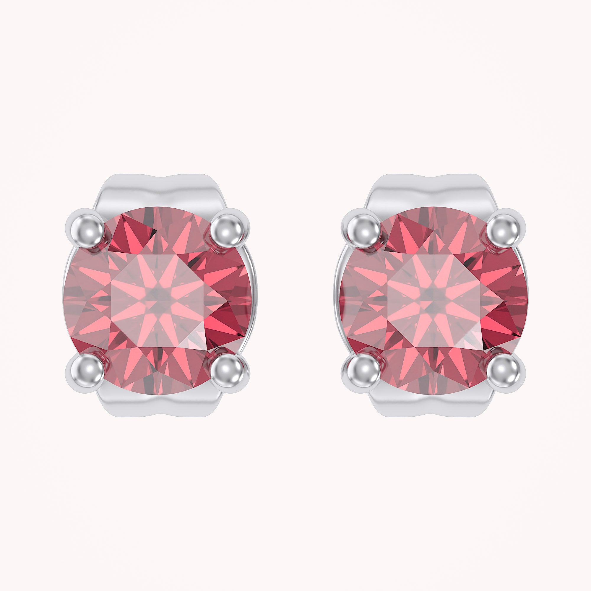 Birthstone Stud Earrings for Women, 4mm Round Simulated Gemstone Studs, Jewelry for Her (0.5 Ct)