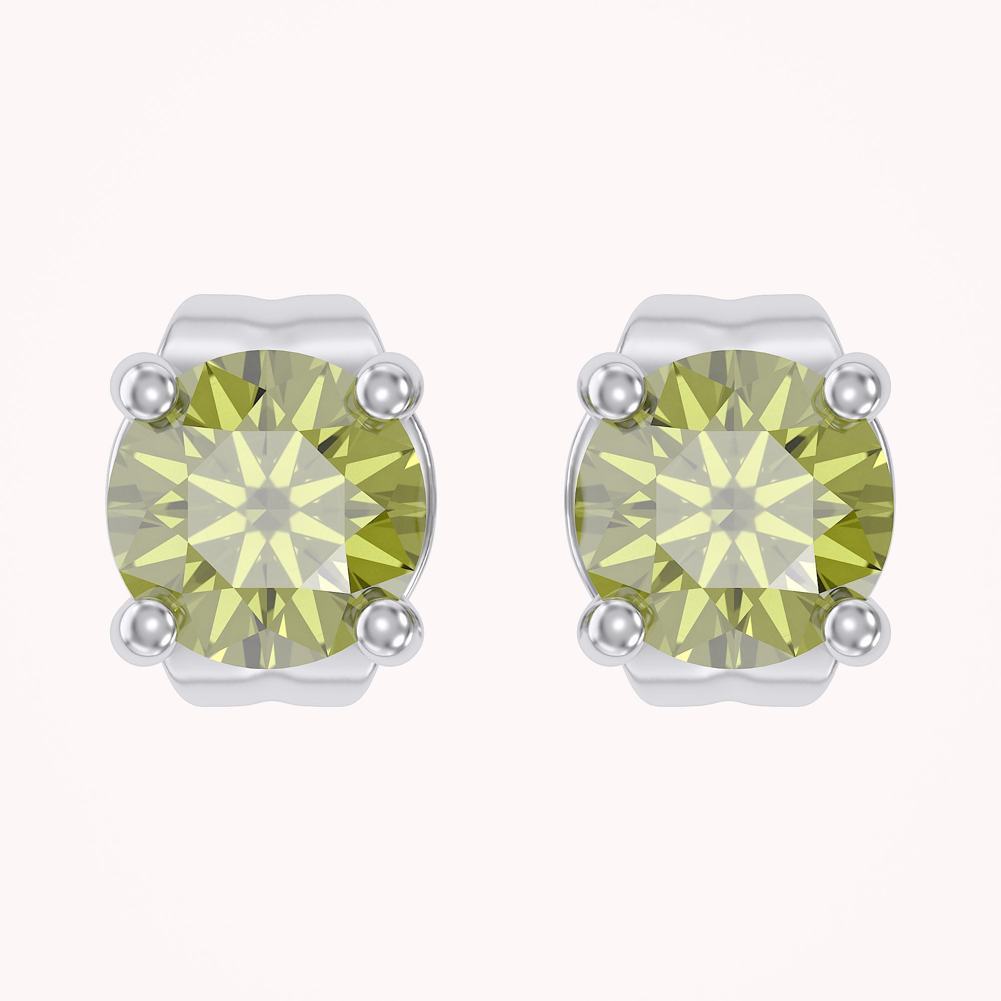Birthstone Stud Earrings for Women, 4mm Round Simulated Gemstone Studs, Jewelry for Her (0.5 Ct)