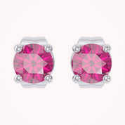 Birthstone Stud Earrings for Women, 4mm Round Simulated Gemstone Studs, Jewelry for Her (0.5 Ct)