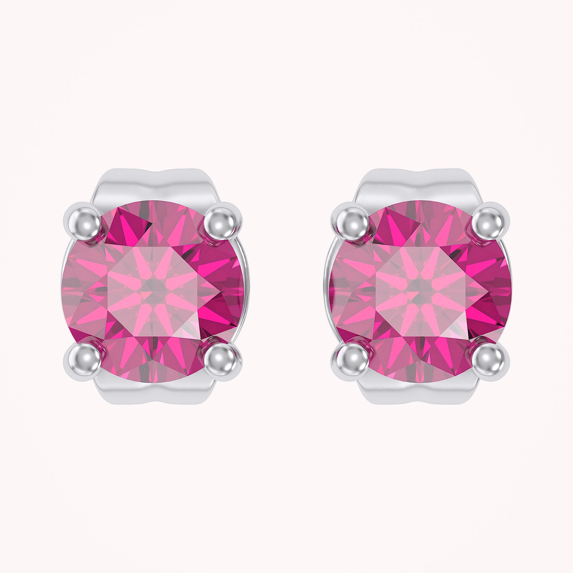 Birthstone Stud Earrings for Women, 4mm Round Simulated Gemstone Studs, Jewelry for Her (0.5 Ct)