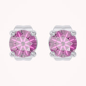 Birthstone Stud Earrings for Women, 4mm Round Simulated Gemstone Studs, Jewelry for Her (0.5 Ct)