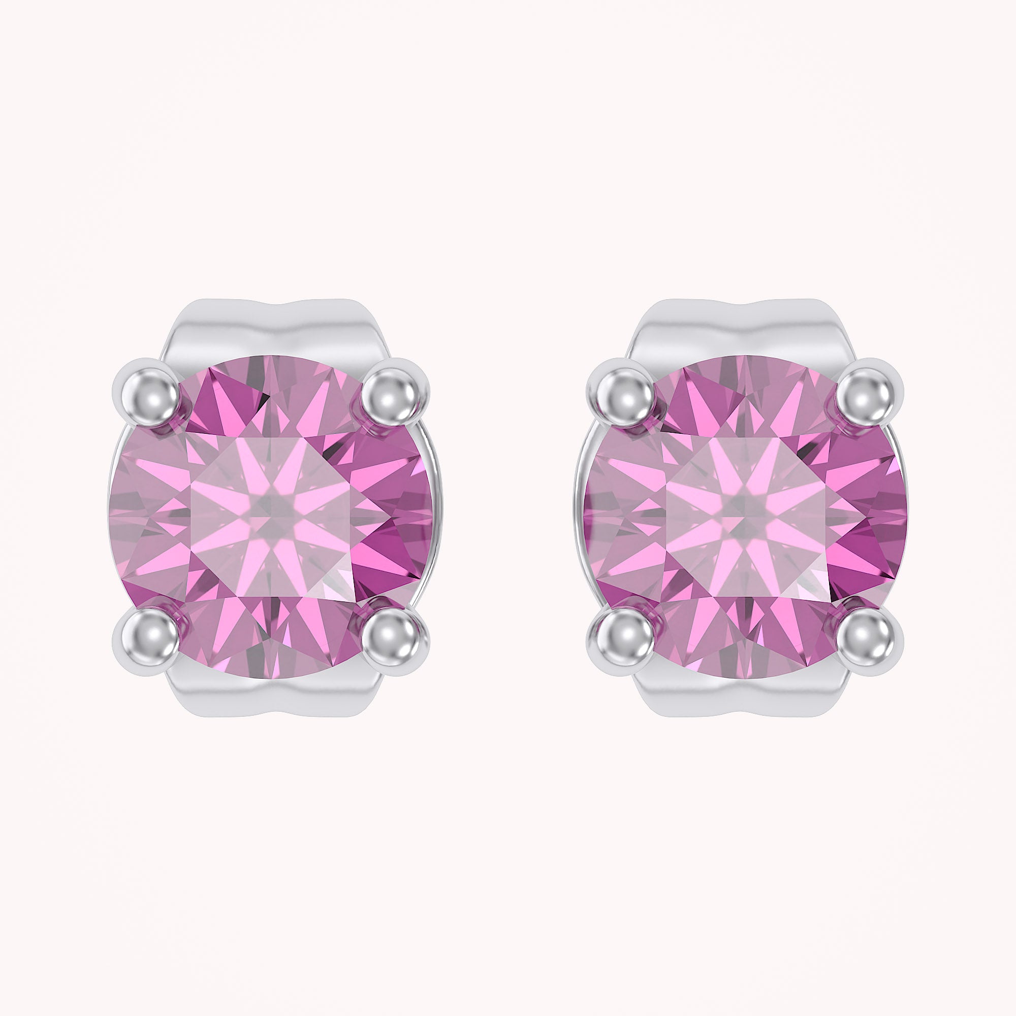 Birthstone Stud Earrings for Women, 4mm Round Simulated Gemstone Studs, Jewelry for Her (0.5 Ct)
