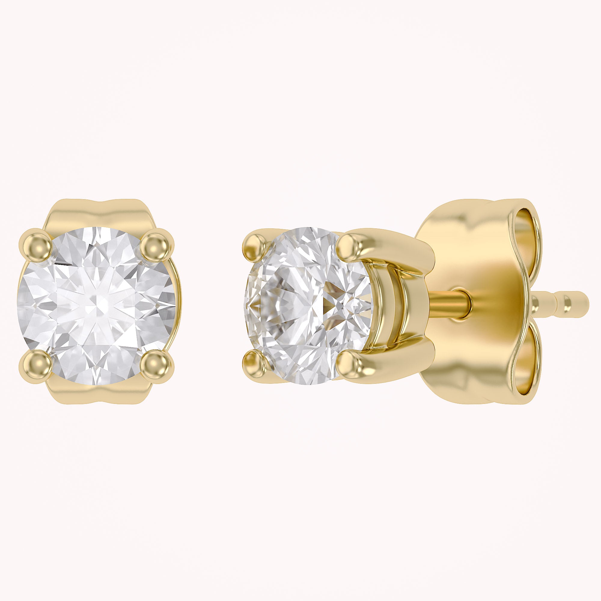 Birthstone Stud Earrings for Women, 4mm Round Simulated Gemstone Studs, Jewelry for Her (0.5 Ct)