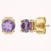 Birthstone Stud Earrings for Women, 4mm Round Simulated Gemstone Studs, Jewelry for Her (0.5 Ct)