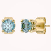 Birthstone Stud Earrings for Women, 4mm Round Simulated Gemstone Studs, Jewelry for Her (0.5 Ct)