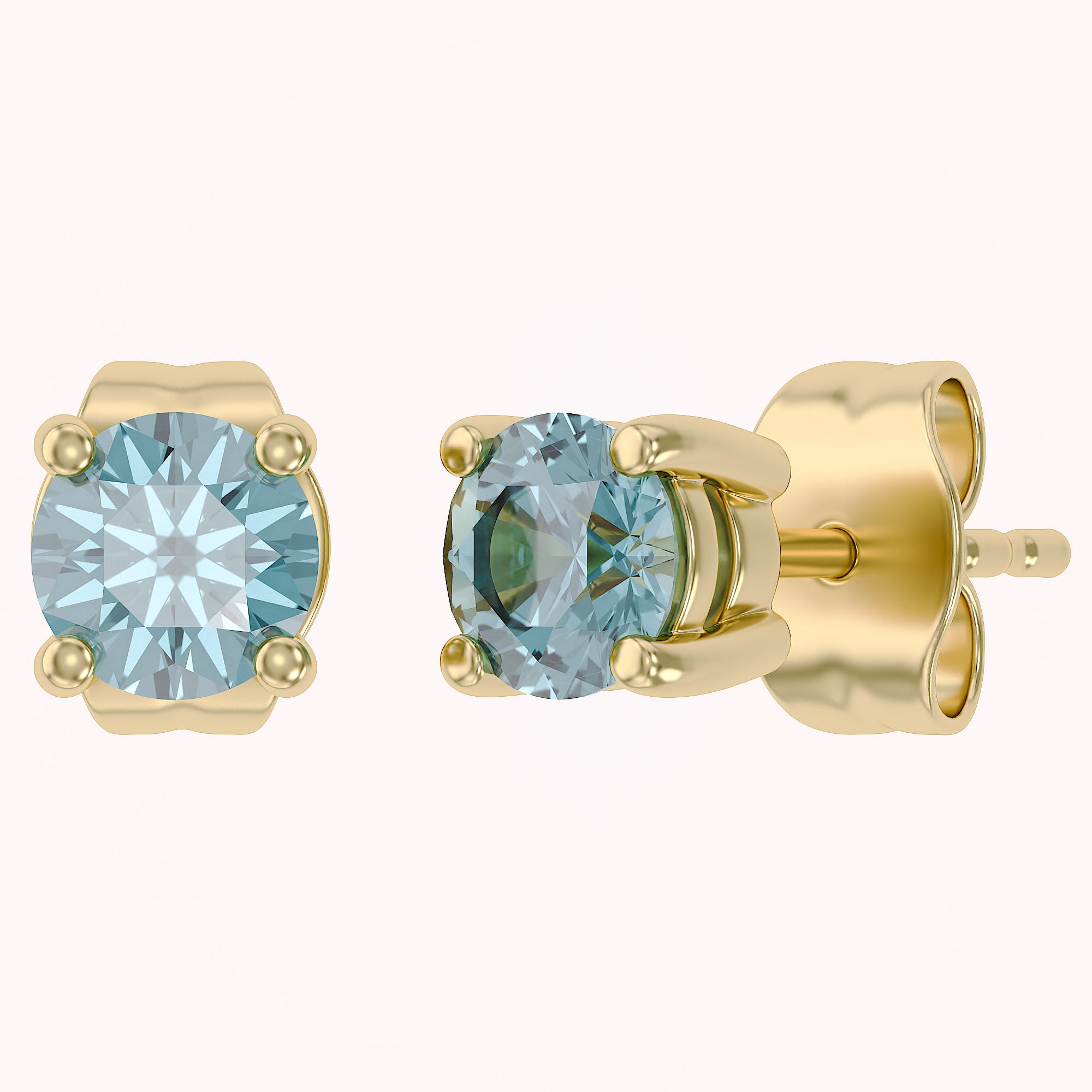 Birthstone Stud Earrings for Women, 4mm Round Simulated Gemstone Studs, Jewelry for Her (0.5 Ct)