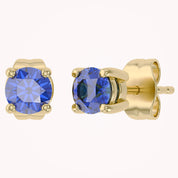 Birthstone Stud Earrings for Women, 4mm Round Simulated Gemstone Studs, Jewelry for Her (0.5 Ct)