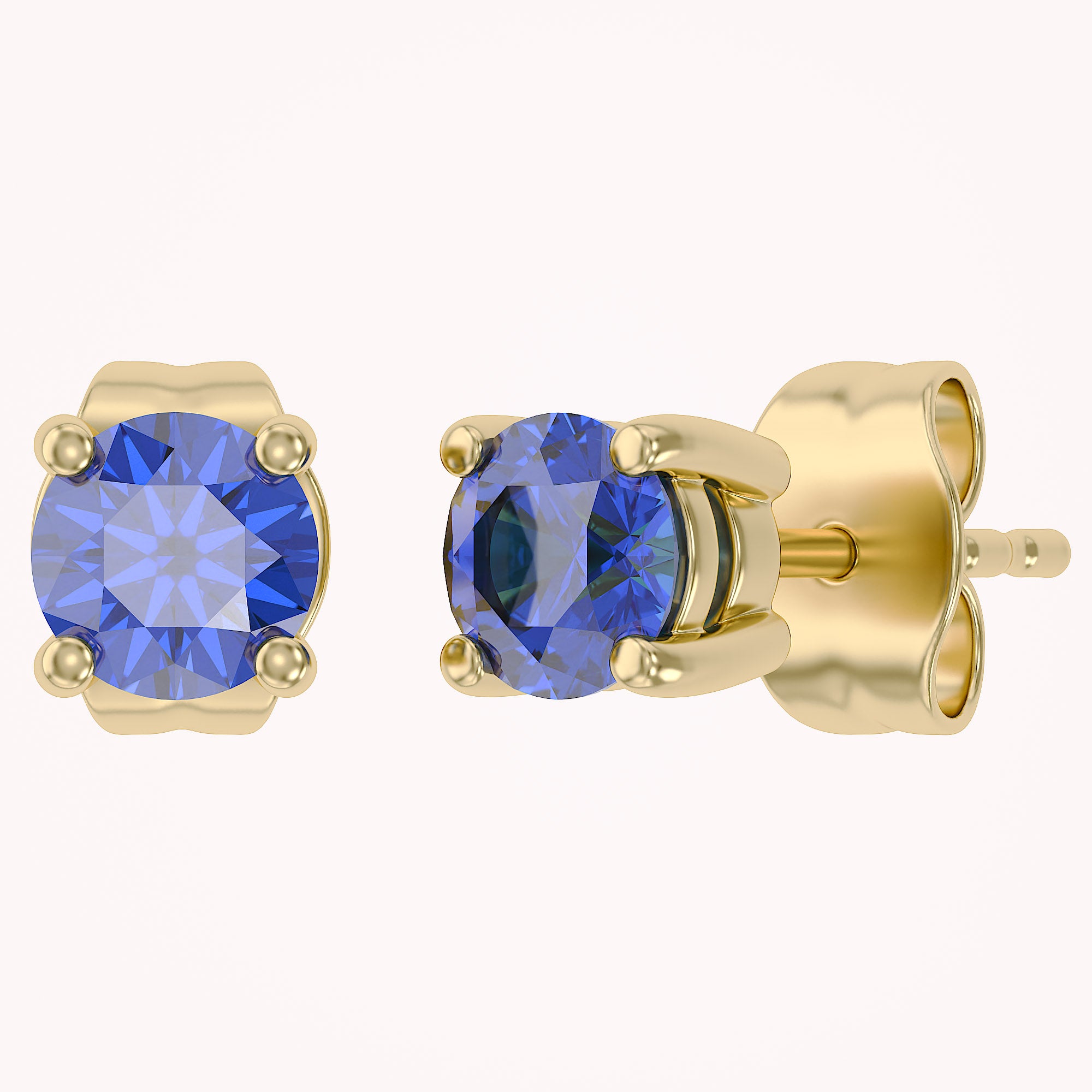 Birthstone Stud Earrings for Women, 4mm Round Simulated Gemstone Studs, Jewelry for Her (0.5 Ct)