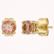 Birthstone Stud Earrings for Women, 4mm Round Simulated Gemstone Studs, Jewelry for Her (0.5 Ct)