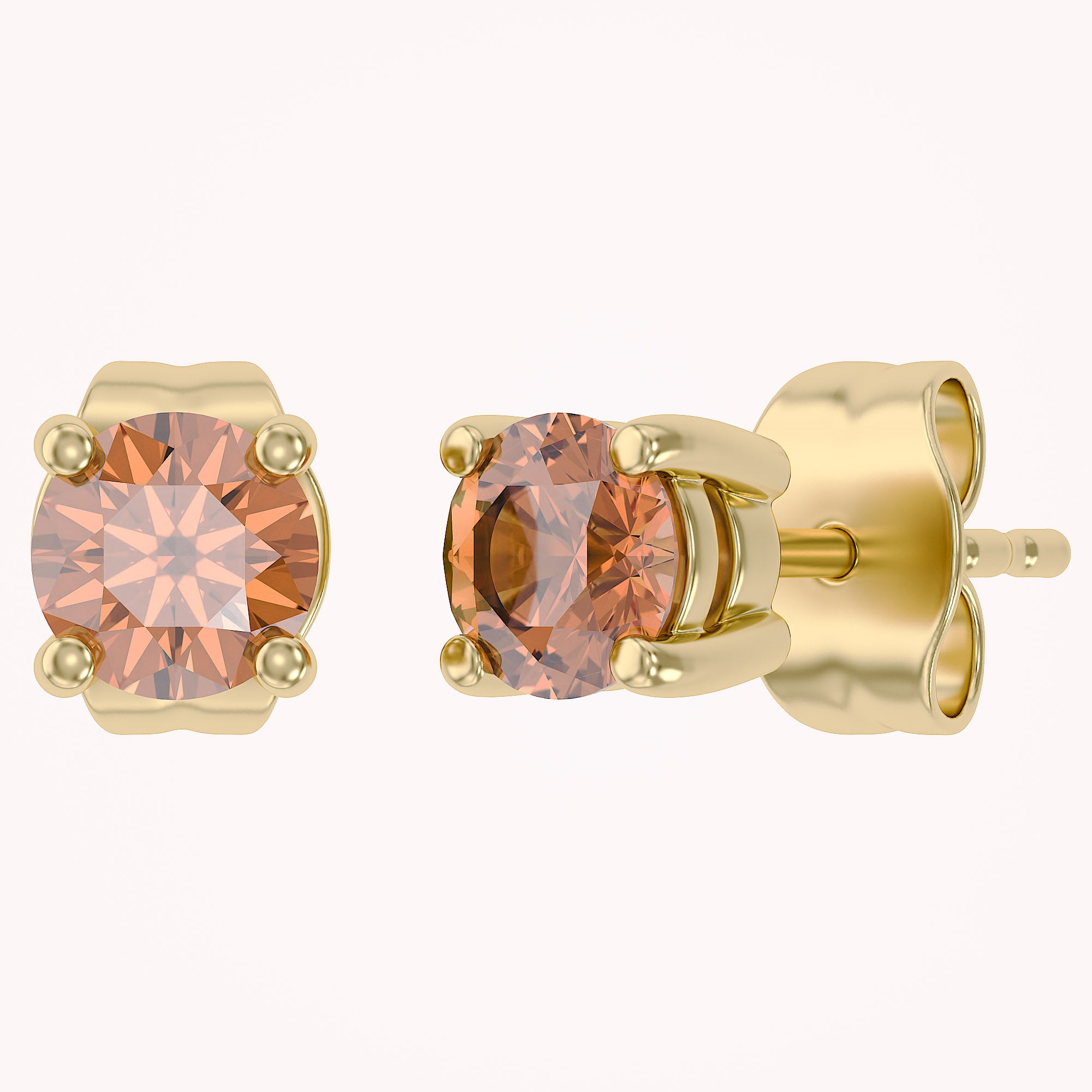 Birthstone Stud Earrings for Women, 4mm Round Simulated Gemstone Studs, Jewelry for Her (0.5 Ct)