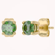 Birthstone Stud Earrings for Women, 4mm Round Simulated Gemstone Studs, Jewelry for Her (0.5 Ct)