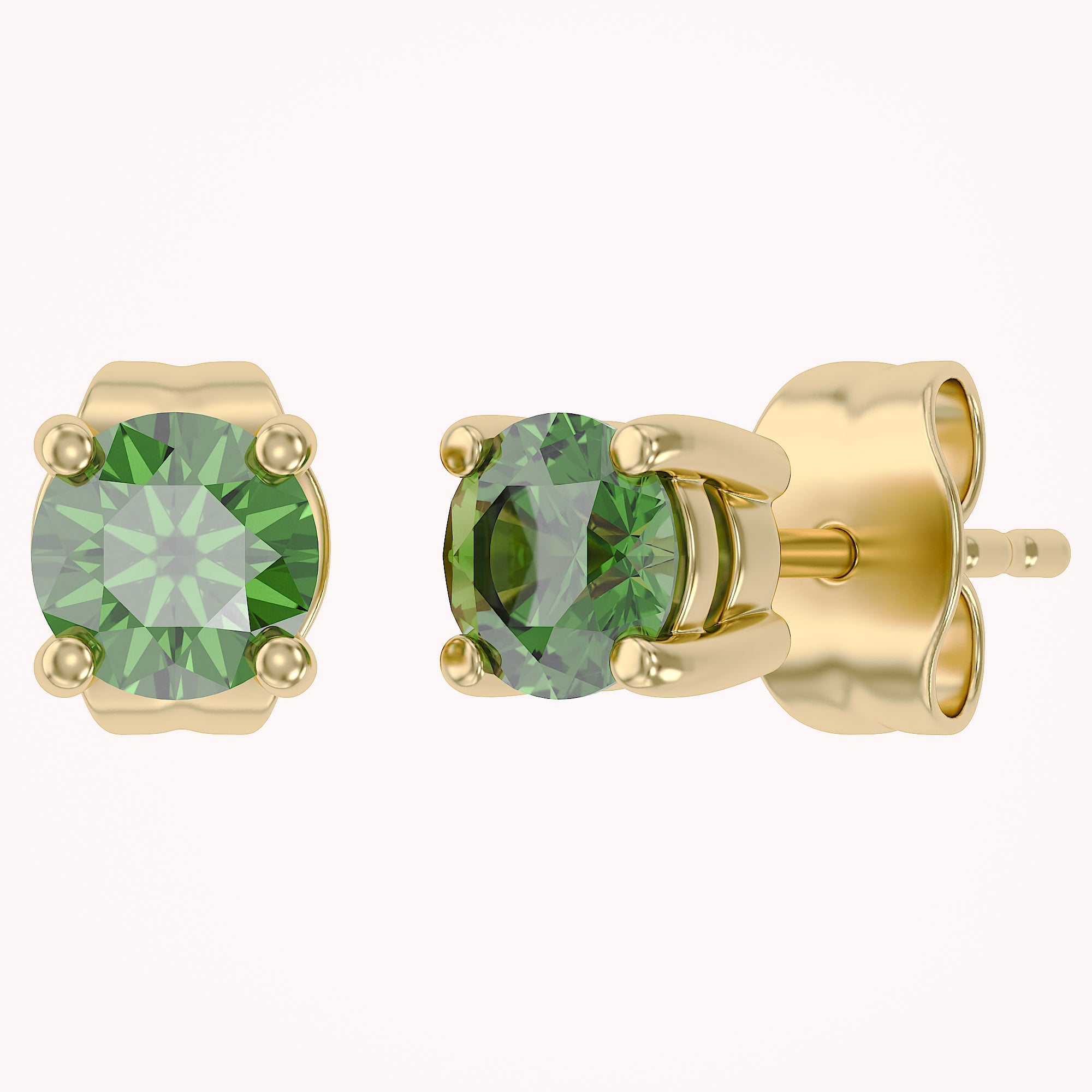Birthstone Stud Earrings for Women, 4mm Round Simulated Gemstone Studs, Jewelry for Her (0.5 Ct)