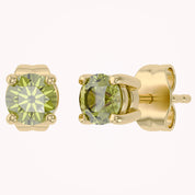Birthstone Stud Earrings for Women, 4mm Round Simulated Gemstone Studs, Jewelry for Her (0.5 Ct)