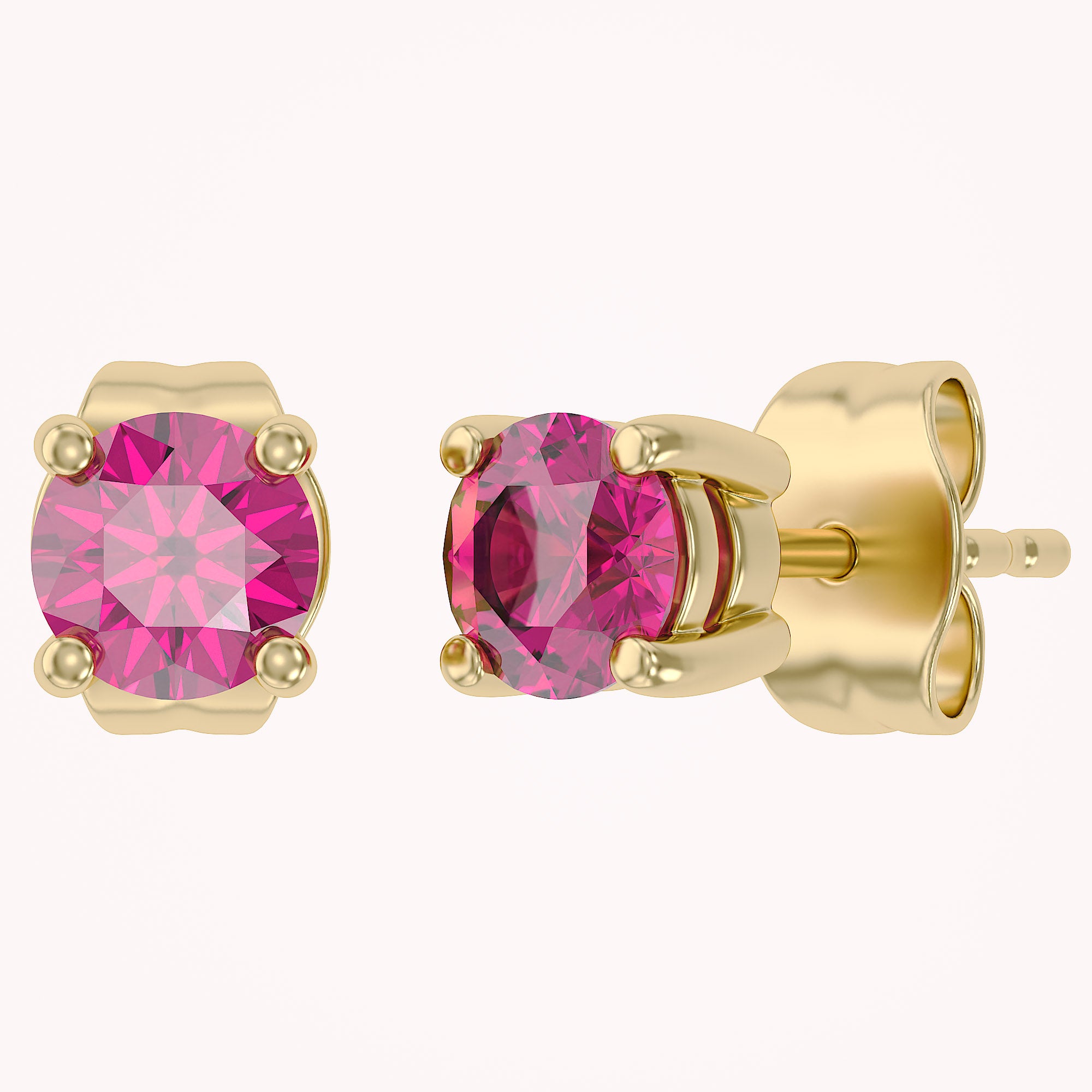 Birthstone Stud Earrings for Women, 4mm Round Simulated Gemstone Studs, Jewelry for Her (0.5 Ct)