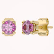 Birthstone Stud Earrings for Women, 4mm Round Simulated Gemstone Studs, Jewelry for Her (0.5 Ct)