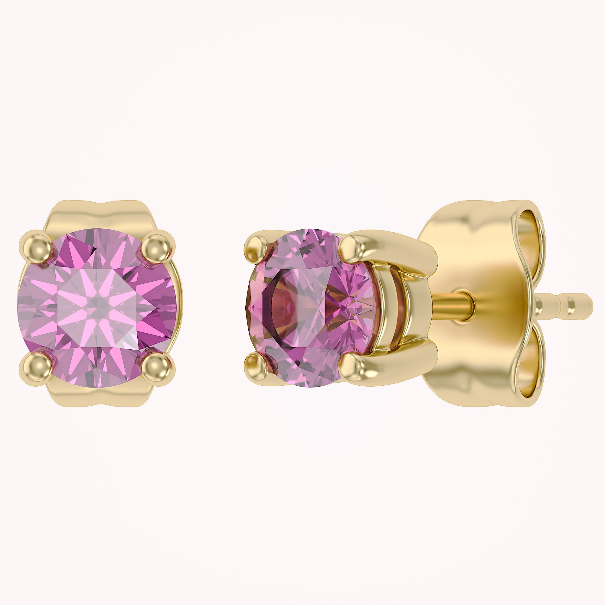 Birthstone Stud Earrings for Women, 4mm Round Simulated Gemstone Studs, Jewelry for Her (0.5 Ct)